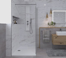 Load image into Gallery viewer, Walk In Screen Panel 700/760mm Wet Room Shower Enclosure Glass With Long Shower Tray
