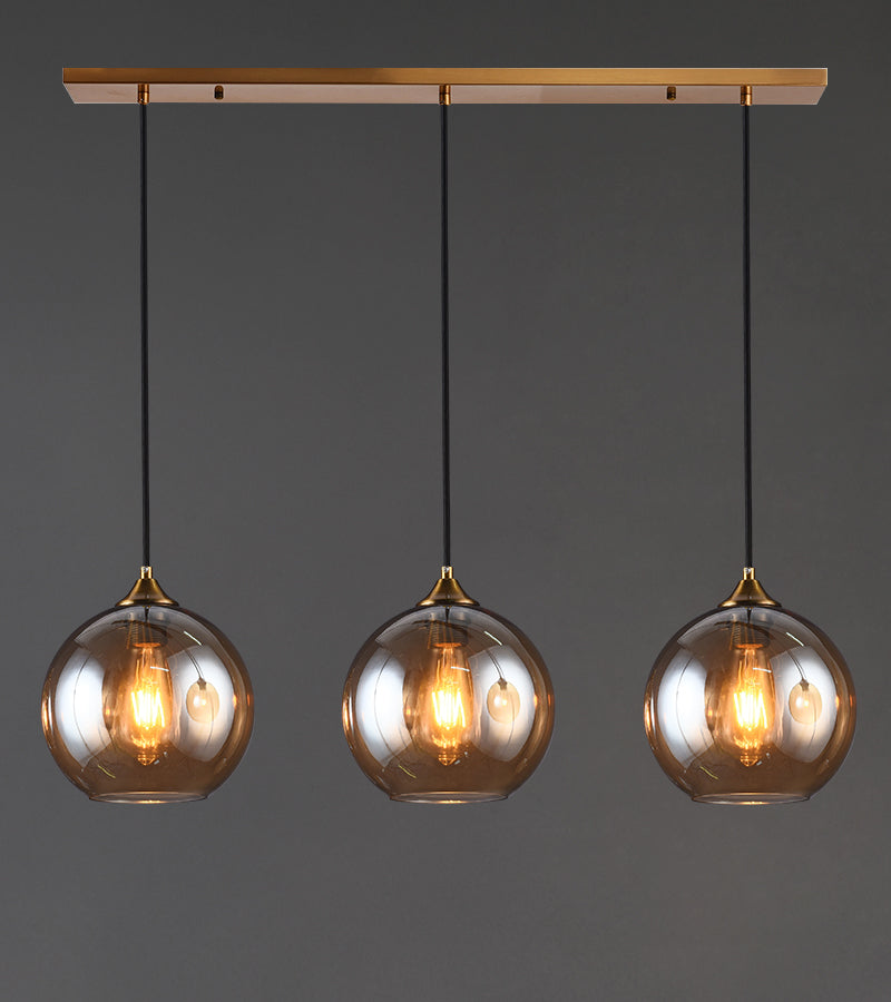 3-Light Chandelier Glass Black Lampshade E27