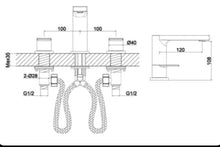 Load image into Gallery viewer, Deck Mounted 3 Hole Bath Filler Tap Chrome
