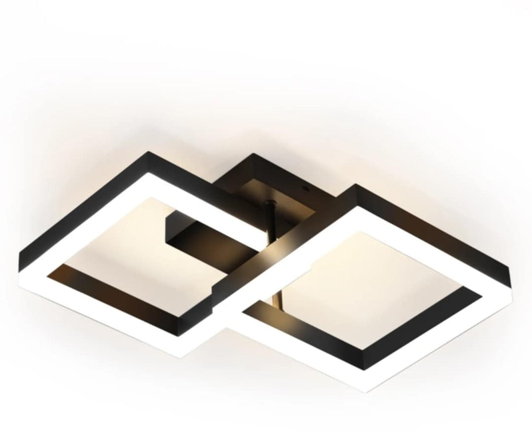 Modern LED Flush Mount Ceiling Light Black Square 3 Color Lights 24W Chandelier