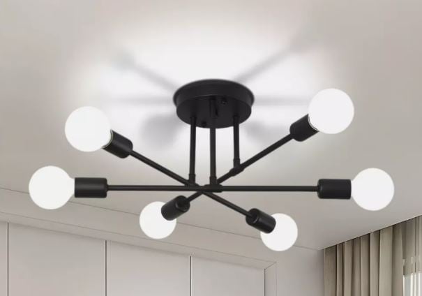 Modern Chandelier 6 Lights Semi Flush Mount Chandelier E27(not included) Base Black/White
