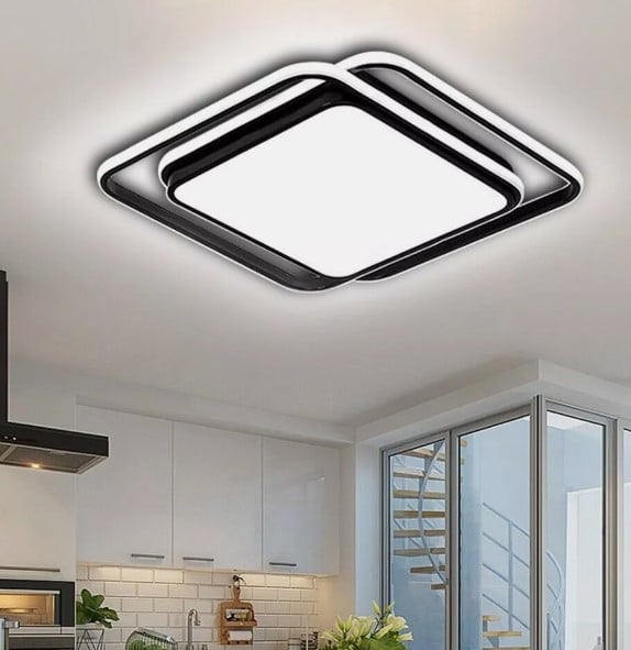 Modern LED Ceiling Lights Chandelier Room Decor Home Living Room Bedroom Dining Room Indoor Lamps Black 50 cm