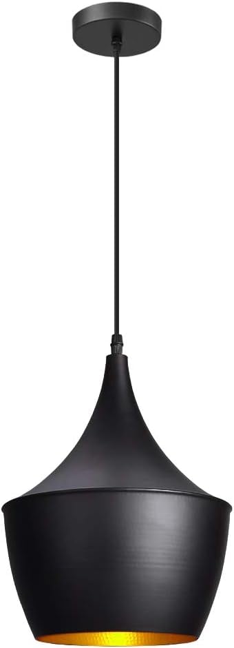 1-Light E27 Black Industrial Pendant Lamp Retro Hanging Lamp Height Adjustable Ceiling Lighting