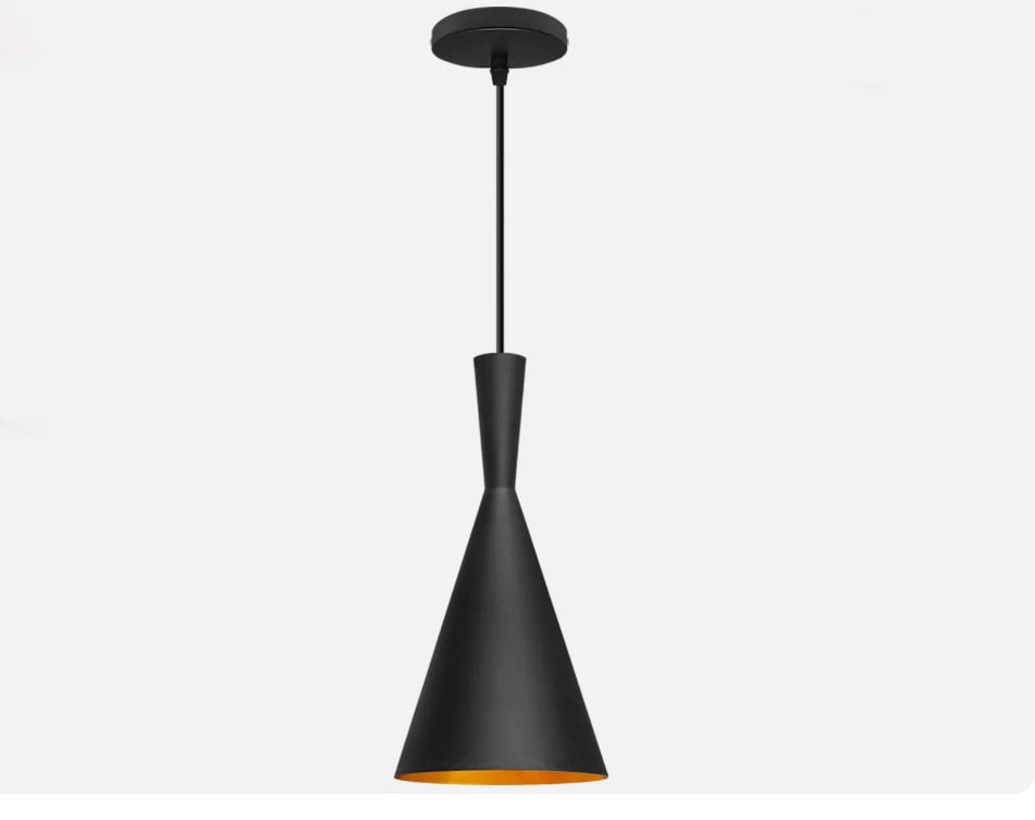 1 Lamp Pendant Light Cone Aluminium Black Ceiling Light