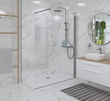 Load image into Gallery viewer, Walk In Screen Panel 700/760mm Wet Room Shower Enclosure Glass With Long Shower Tray
