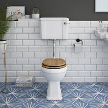 Load image into Gallery viewer, Floor Standing Back To Wall White Toilet Pan with Solid Wood Seat Cover
