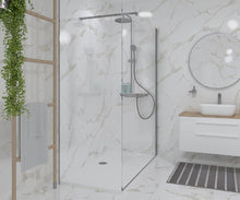 Load image into Gallery viewer, Walk In Screen Panel 700/760mm Wet Room Shower Enclosure Glass With Long Shower Tray
