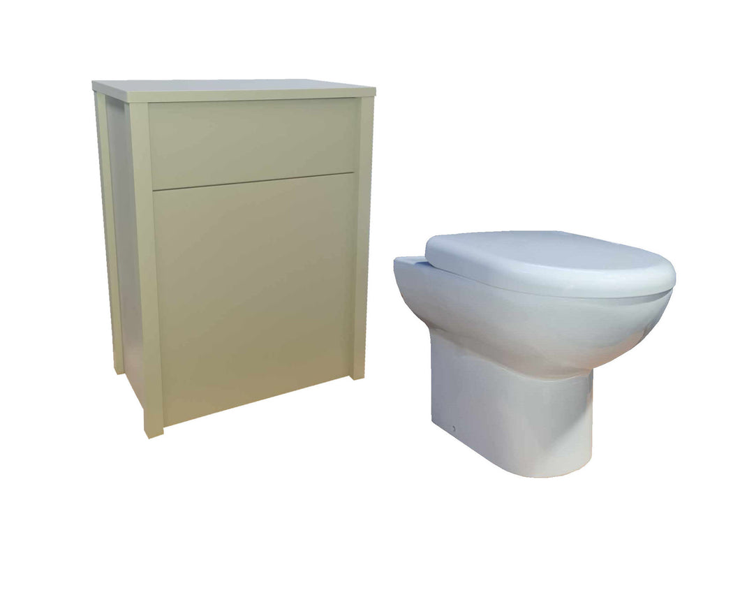 Off White WC Unit Round White Ceramic Toilet Pan Soft Close Seat & Cistern