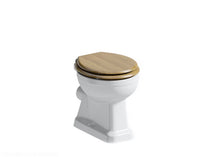 Load image into Gallery viewer, Floor Standing Back To Wall White Toilet Pan with Solid Wood Seat Cover

