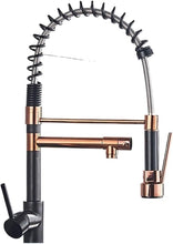 Load image into Gallery viewer, Kitchen Faucet Double Spout Sink Faucet Single Handle Deck Mount Black and Gold Pink 48cm
