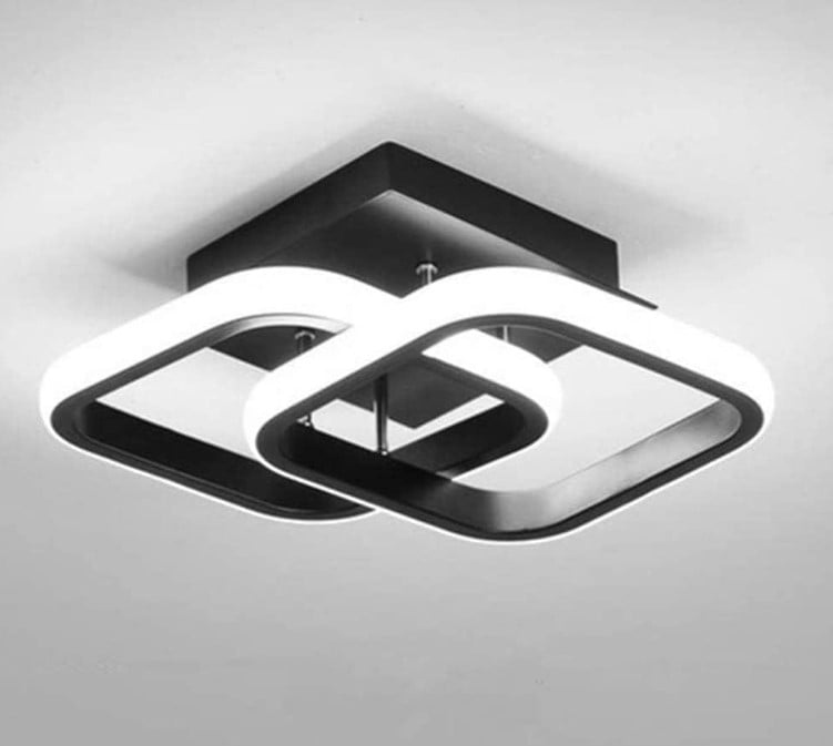 Ceiling Light LED 2 Square 22 W Black/White Small 3 Color Lights 28cm