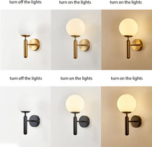 Load image into Gallery viewer, LED Wall Light Indoor Modern E27 Wall Sconce with Globe Glass Ball Black/Gold
