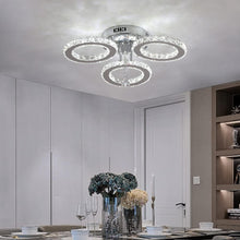 Load image into Gallery viewer, Chandelier Silver LED Ceiling Light Modern Crystal Cold White 42cm 3 Ring Design
