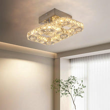 Load image into Gallery viewer, Crystal Square Chandelier LED Ceiling Light Changeable 2-Lights Silver
