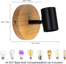 Load image into Gallery viewer, Pack of 2 Indoor Wall Lights Black Wood Retro Lamp E27
