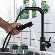 Load image into Gallery viewer, 360° Swivel Kitchen Faucet Modern Matte Black Single Handle Mixer Tap with Rotating Spout

