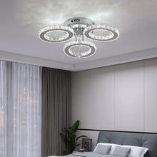 Load image into Gallery viewer, Chandelier Silver LED Ceiling Light Modern Crystal Cold White 42cm 3 Ring Design
