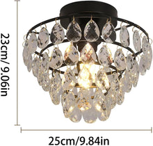 Load image into Gallery viewer, Crystal Ceiling Light Gold/Black Chandelier Pendant Lamp E27
