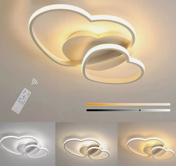 Modern LED Ceiling Light Dimmable 64W Ceiling Light Heart Shape White 50 cm with Remote Control