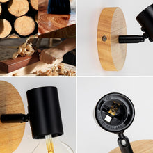 Load image into Gallery viewer, Pack of 2 Indoor Wall Lights Black Wood Retro Lamp E27

