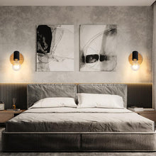 Load image into Gallery viewer, Pack of 2 Indoor Wall Lights Black Wood Retro Lamp E27
