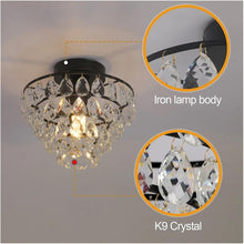 Load image into Gallery viewer, Crystal Ceiling Light Gold/Black Chandelier Pendant Lamp E27
