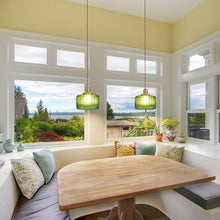 Load image into Gallery viewer, Pendant Light Vintage Green Glass Retro Chandelier Hanging Light Ceiling Lamp
