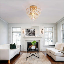 Load image into Gallery viewer, Crystal Ceiling Light Gold/Black Chandelier Pendant Lamp E27
