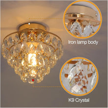 Load image into Gallery viewer, Crystal Ceiling Light Gold/Black Chandelier Pendant Lamp E27
