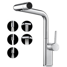 Load image into Gallery viewer, Kitchen Tap 5‑Mode Faucet Mixer Pull‑Out Spray 360 Swivel Brushed Nickel &amp; Chrome
