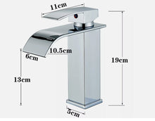 Load image into Gallery viewer, Basin Tap Black/Gold/Silver Modern Waterfall Bathroom Sink Faucet with Single Handle Bathroom Faucet
