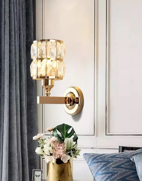 Wall Lamp LED Crystal Pink Gold Wall Sconces Lights Indoor