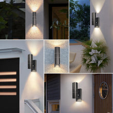 Load image into Gallery viewer, Outdoor Wall Lights Day/Night Sensor GU10 Base Double Up Down Black IP65 Waterproof
