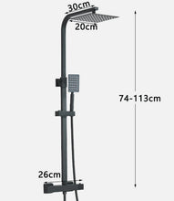 Load image into Gallery viewer, Adjustable Shower System with Overhead Rainfall Shower Head and Handheld Sprayer Modern Black Finish Surface-Mounted
