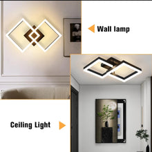 Load image into Gallery viewer, Modern LED Flush Mount Ceiling Light Black Square 3 Color Lights 24W Chandelier
