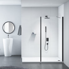 Load image into Gallery viewer, Walk In Shower Glass Panel Black Frame Clear Glass 700/760 mm With Shower Tray
