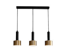 Load image into Gallery viewer, Modern E27 Pendant Light 3-Bulb Black Gold Pendant Metal Industrial Design Height Adjustable

