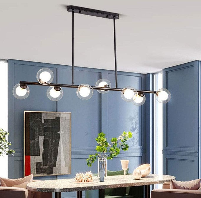 Chandelier Nordic Modern Simple Bubble Ball Long Strip Chandeliers Minimalist Creative Hanging Lights 8 Head Black