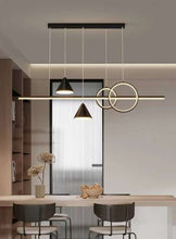 Load image into Gallery viewer, Modern Minimalist Pendant Light Metallic Black Linear LED Pendant Lighting Contemporary Ceiling Chandelier Adjustable Hanging
