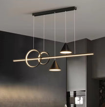 Load image into Gallery viewer, Modern Minimalist Pendant Light Metallic Black Linear LED Pendant Lighting Contemporary Ceiling Chandelier Adjustable Hanging
