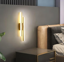 Load image into Gallery viewer, Modern Minimalist Strip Wall Lamp Gold/Black Linear Wall Sconce Indoor 20W Wall Mounted LED Lights 3 Color
