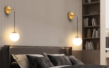 Load image into Gallery viewer, Wall Sconces Wall Lighting Indoor Wall Lamp with White Hanging Globe Glass Shade Black/Gold E27
