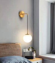 Load image into Gallery viewer, Wall Sconces Wall Lighting Indoor Wall Lamp with White Hanging Globe Glass Shade Black/Gold E27
