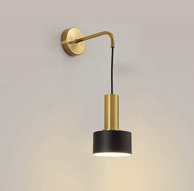 Wall Light Retro Style Iron Wall Lamp Fitting Indoor Bedroom Bedside E27 Lamp Holder Black and Gold