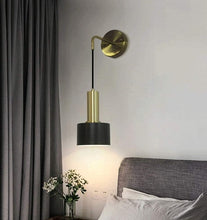 Load image into Gallery viewer, Wall Light Retro Style Iron Wall Lamp Fitting Indoor Bedroom Bedside E27 Lamp Holder Black and Gold
