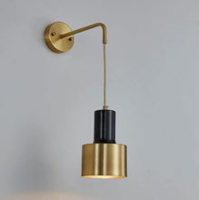 Load image into Gallery viewer, Wall Light Retro Style Iron Wall Lamp Fitting Indoor Bedroom Bedside E27 Lamp Holder Black and Gold
