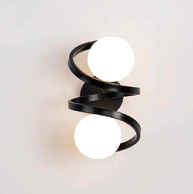 Metal Wall Lights 2-Light Glass Ball Modern Bedroom Bedside Wall Sconces Gold / Black
