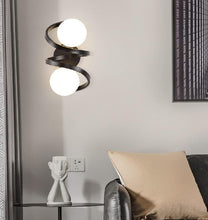 Load image into Gallery viewer, Metal Wall Lights 2-Light Glass Ball Modern Bedroom Bedside Wall Sconces Gold / Black
