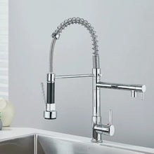 Load image into Gallery viewer, Pull-Down Kitchen Tap Chrome Finish  Swivel Spout Mixer Tap Dual Spout Faucet
