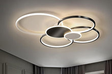 Load image into Gallery viewer, LED Ceiling Light Modern Living Room Ceiling Lamp Circle Ceiling Light Acrylic Lampshade Dining Room Chandelier Bedroom Restaurant Office Lighting Black/Gold

